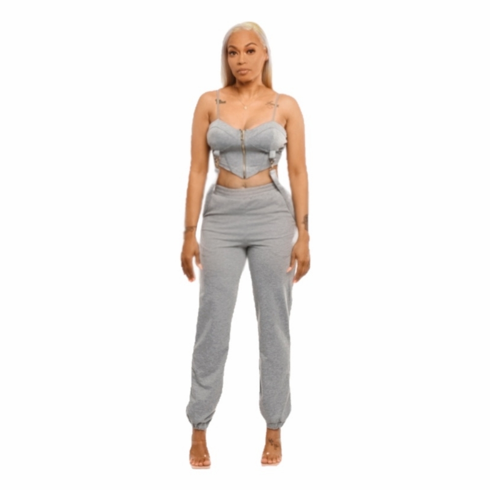 2 piece grey pants set